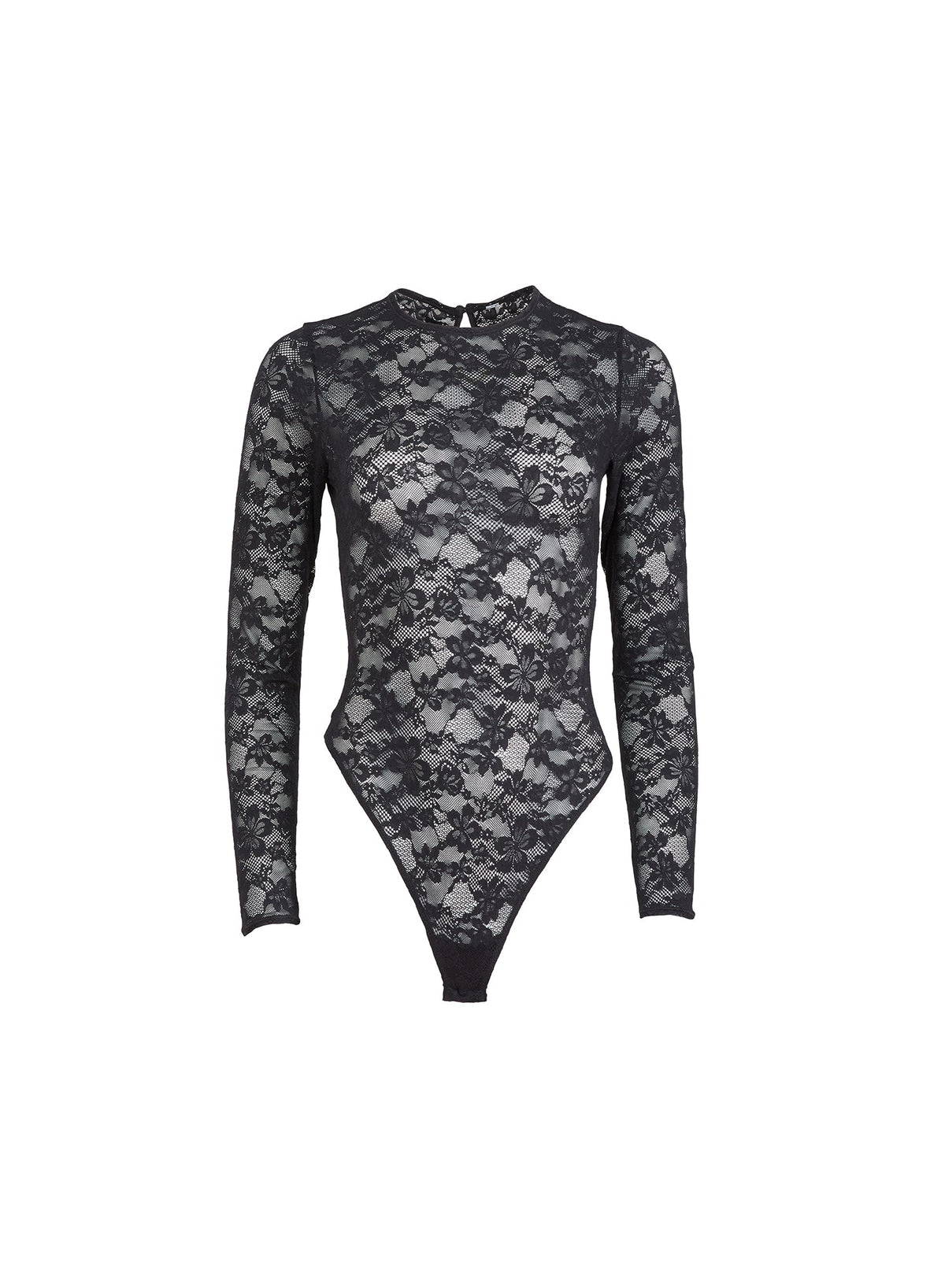 Black Le Stretch Lace Long Sleeve Bodysuit - Fleur du Mal