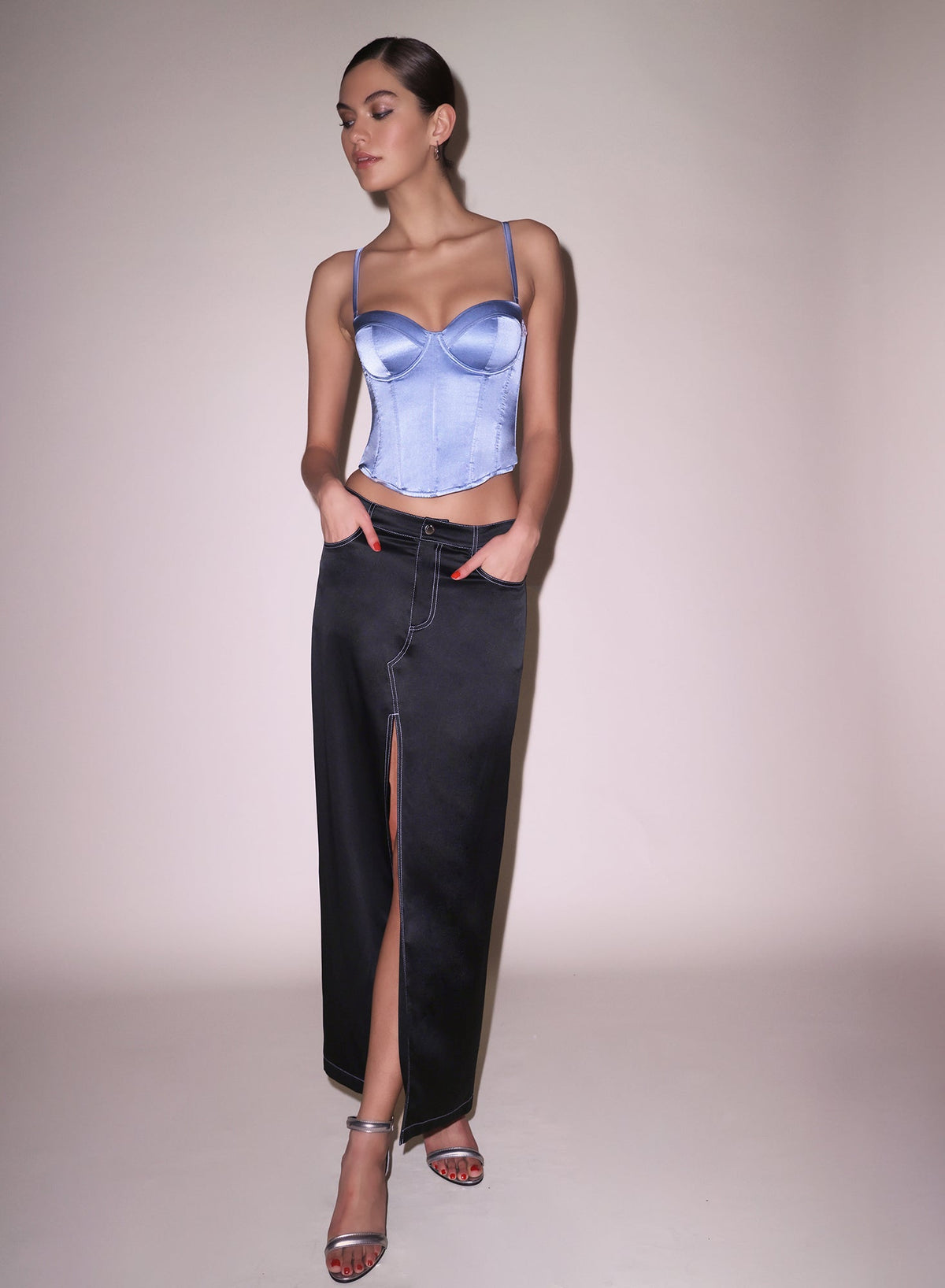 Black Silk Maxi Skirt - Fleur du Mal
