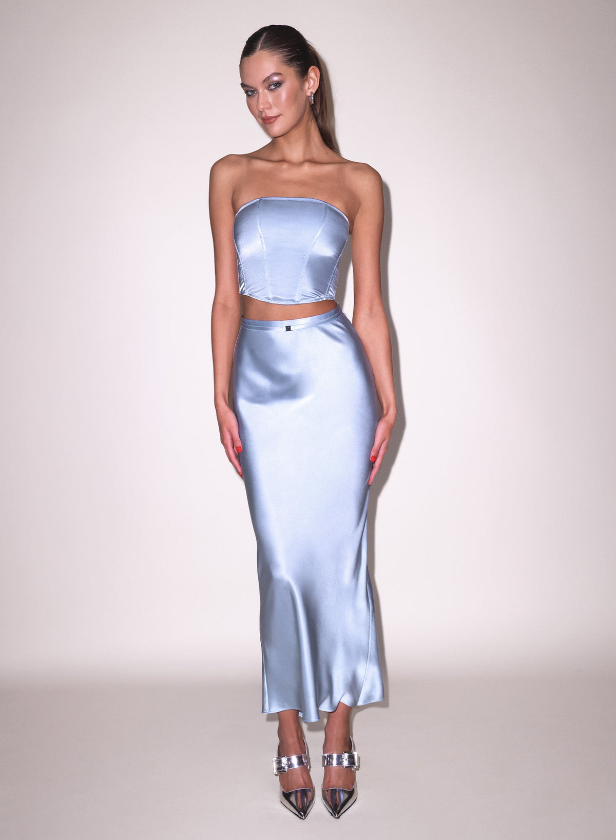 Pastel Sky Silk Bias Skirt - Fleur du Mal