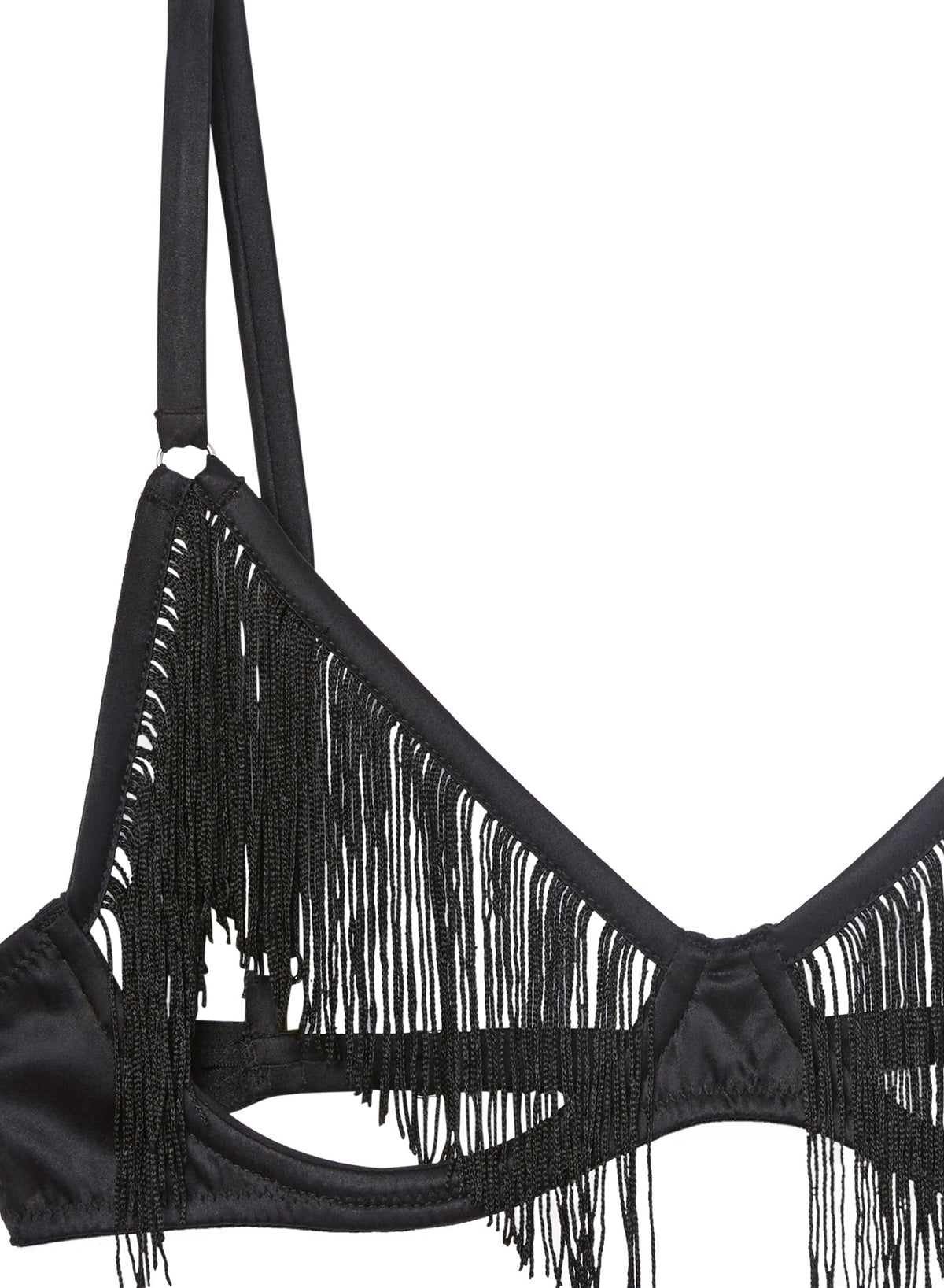 Black Fringe Ouvert Bra - Fleur du Mal