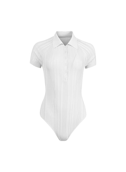 Ivory Rib Polo Bodysuit - Fleur du Mal