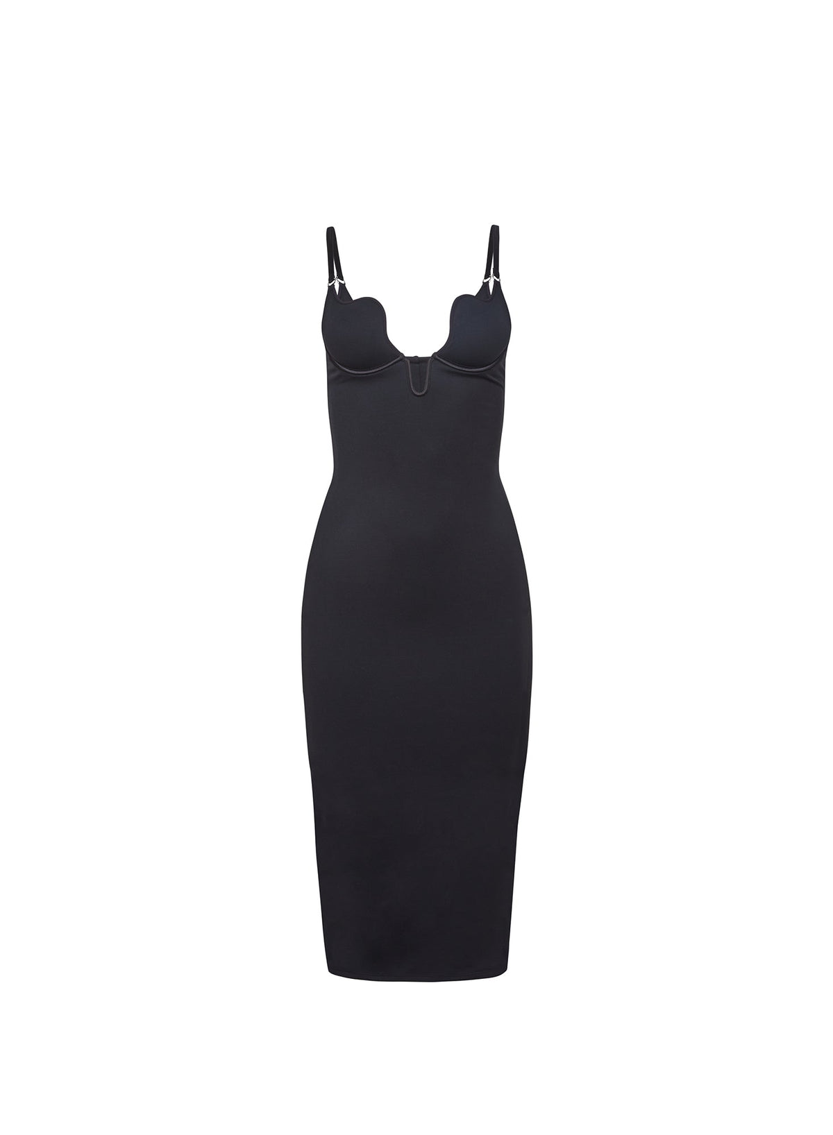 Black Seduce U-Plunge Midi Dress - Fleur du Mal