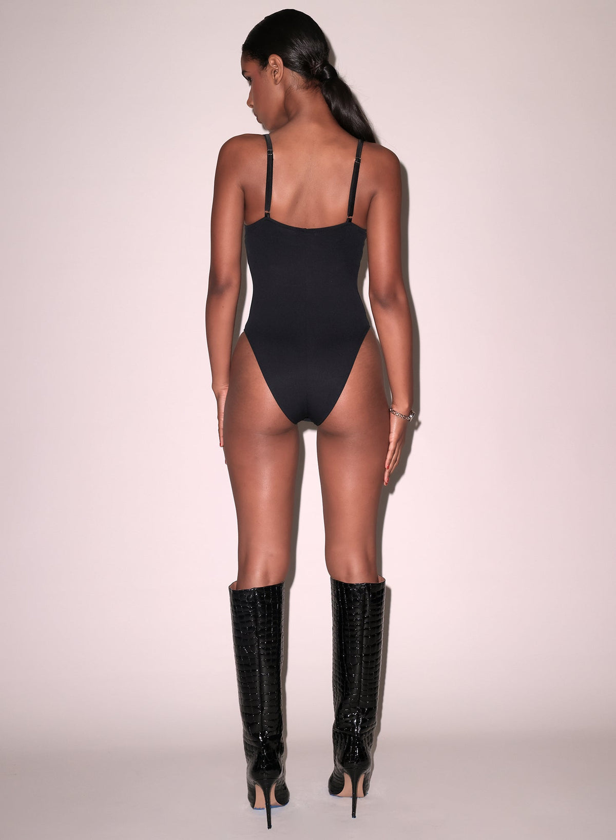 Black Le Stretch Micro Seduce U-Plunge Bodysuit - Fleur du Mal