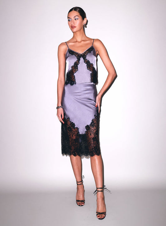 Lavender Smoke Juliet Lace Slip Skirt - Fleur du Mal