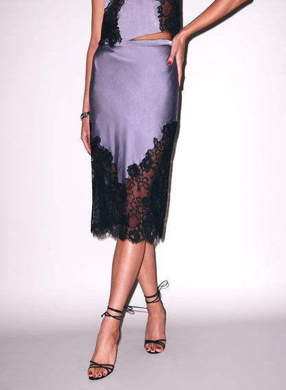 Lavender Smoke Juliet Lace Slip Skirt - Fleur du Mal
