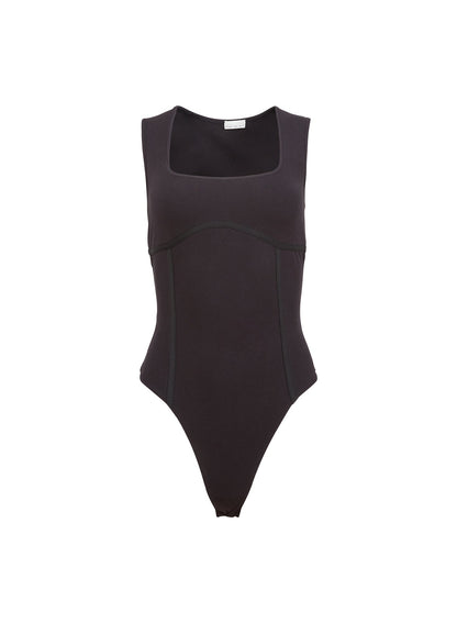 Black Organic Cotton Scoop Neck Bodysuit - Fleur du Mal