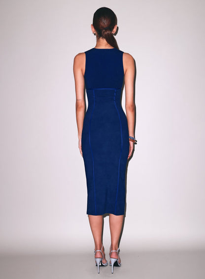Midnight Navy Organic Cotton Scoop Neck Dress - Fleur du Mal