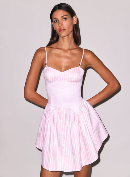 Pink Bubblegum Stripe Poplin Corset Mini Dress - Fleur du Mal