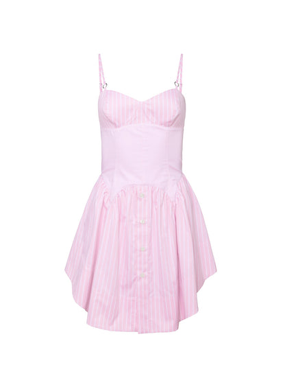 Pink Bubblegum Stripe Poplin Corset Mini Dress - Fleur du Mal