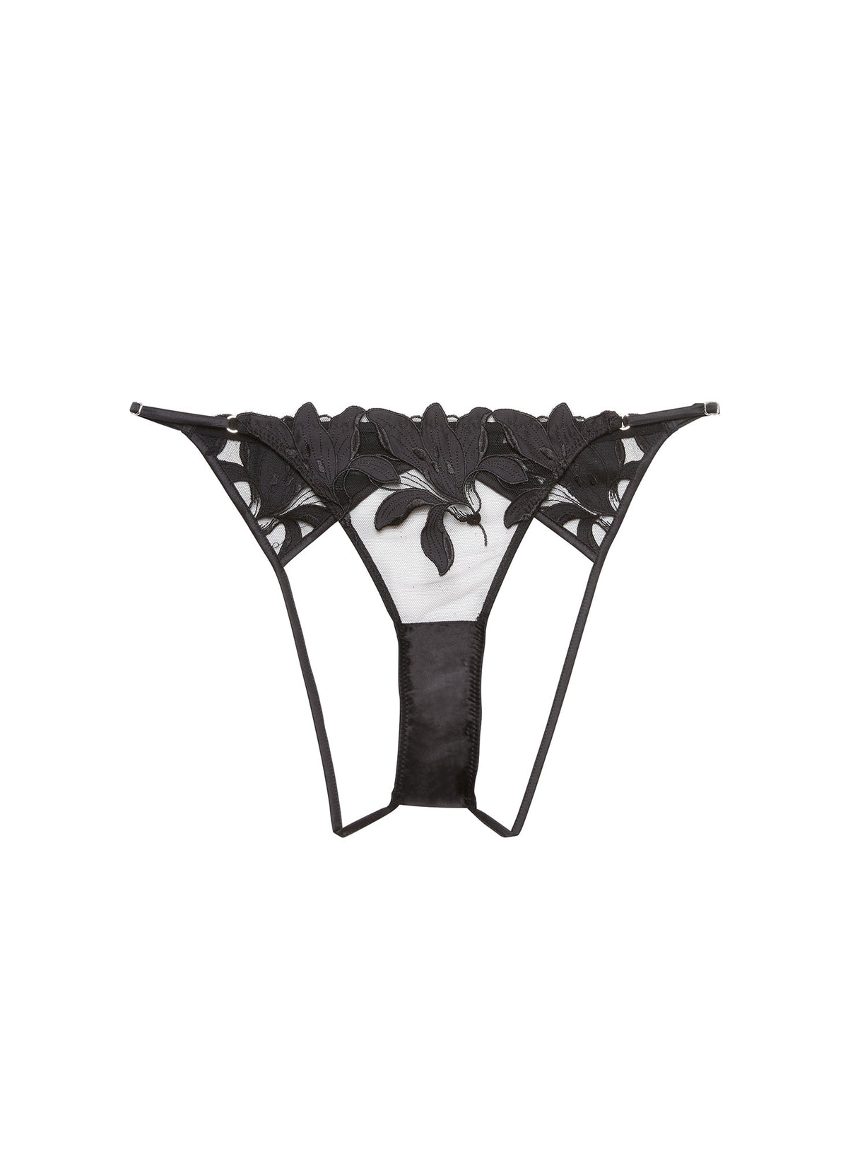 Black Lily Embroidery Ouvert Panty - Fleur du Mal