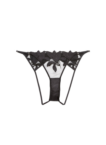 Black Lily Embroidery Ouvert Panty - Fleur du Mal