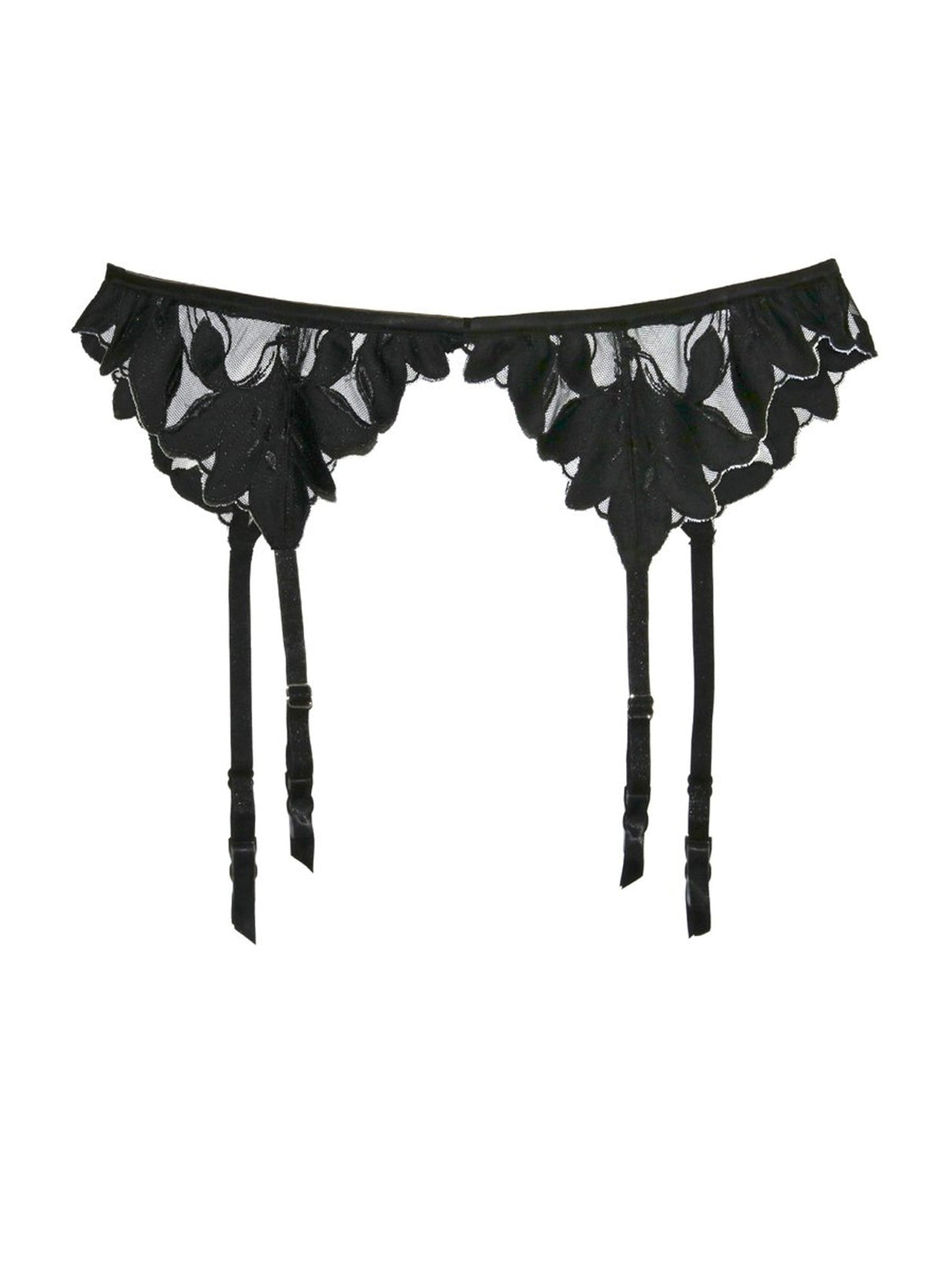 Black Lily Embroidery Garter Belt - Fleur du Mal