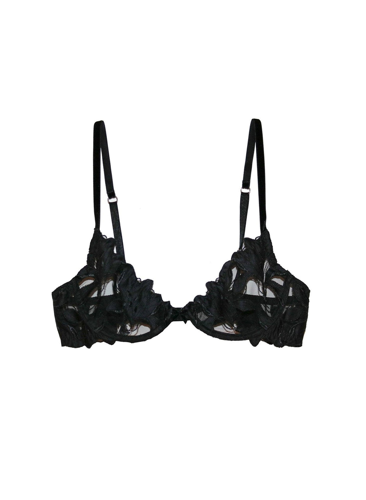 Black Lily Embroidery Plunge Demi Bra - Fleur du Mal
