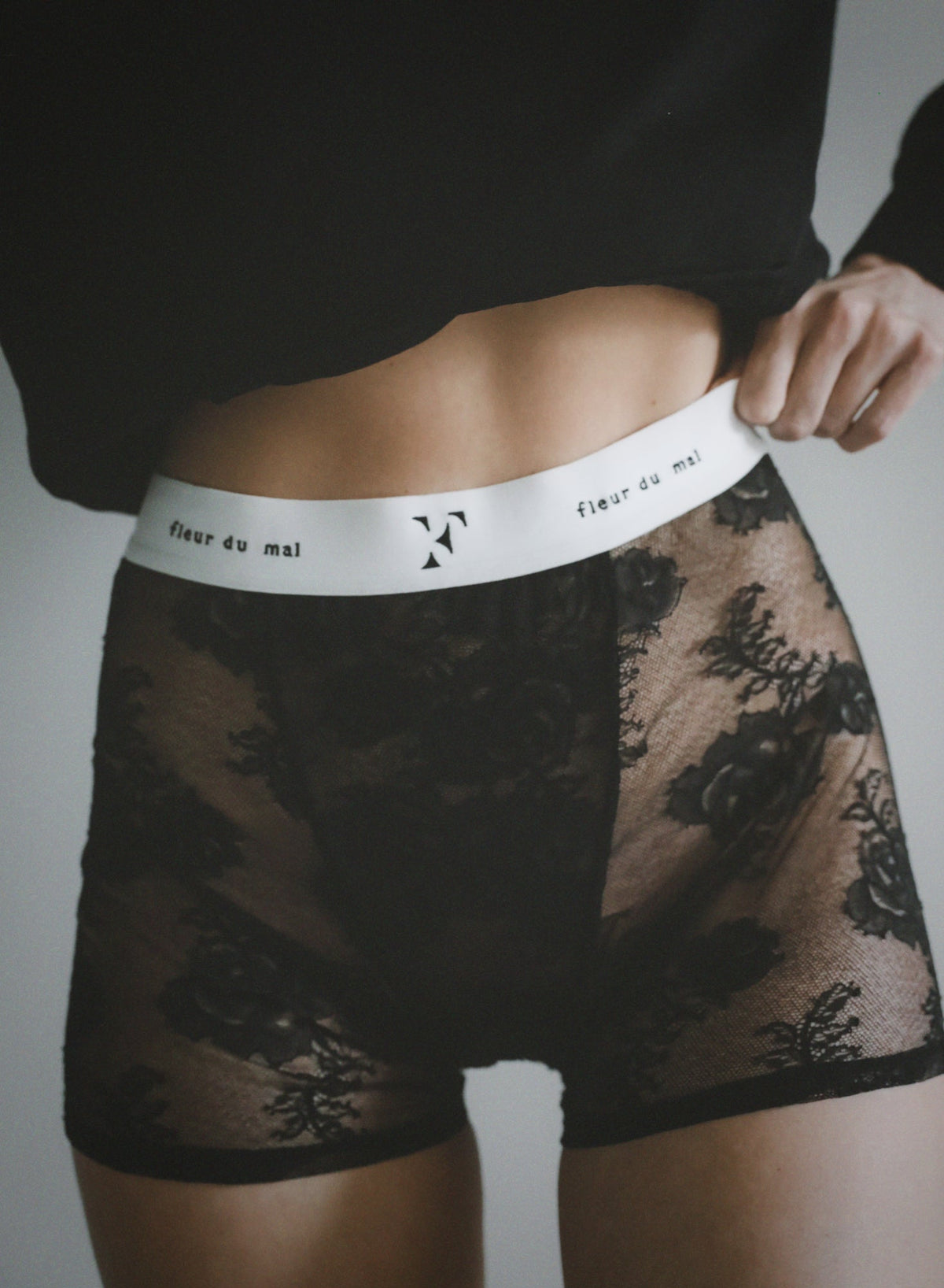 Black Bouquet Lace Boxer Brief - Fleur du Mal