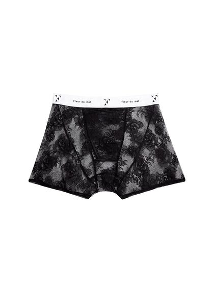 Black Bouquet Lace Boxer Brief - Fleur du Mal