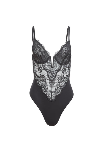 Black Bianca Lace Bodysuit - Fleur du Mal