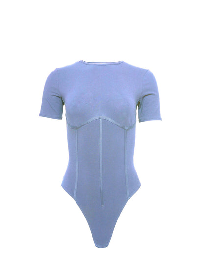 Denim Blue Organic Cotton T-Shirt Bodysuit - Fleur du Mal