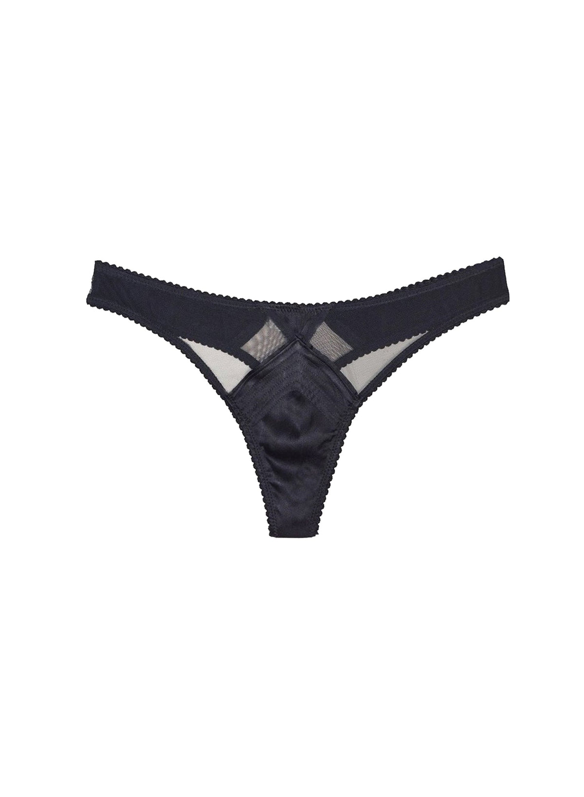 Black Top Stitch Thong - Fleur du Mal