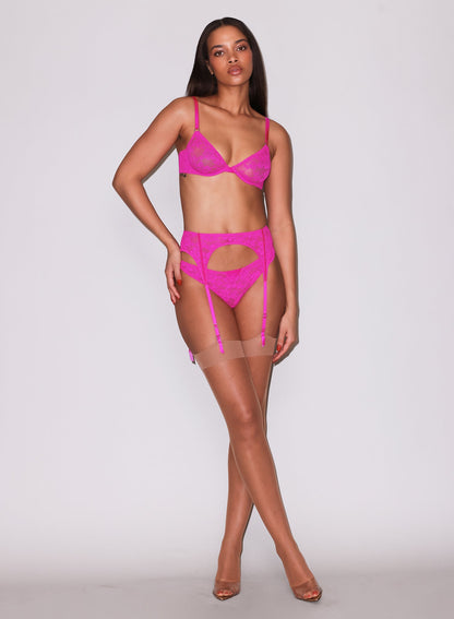 Wild Pink Le Stretch Lace Thong - Fleur du Mal