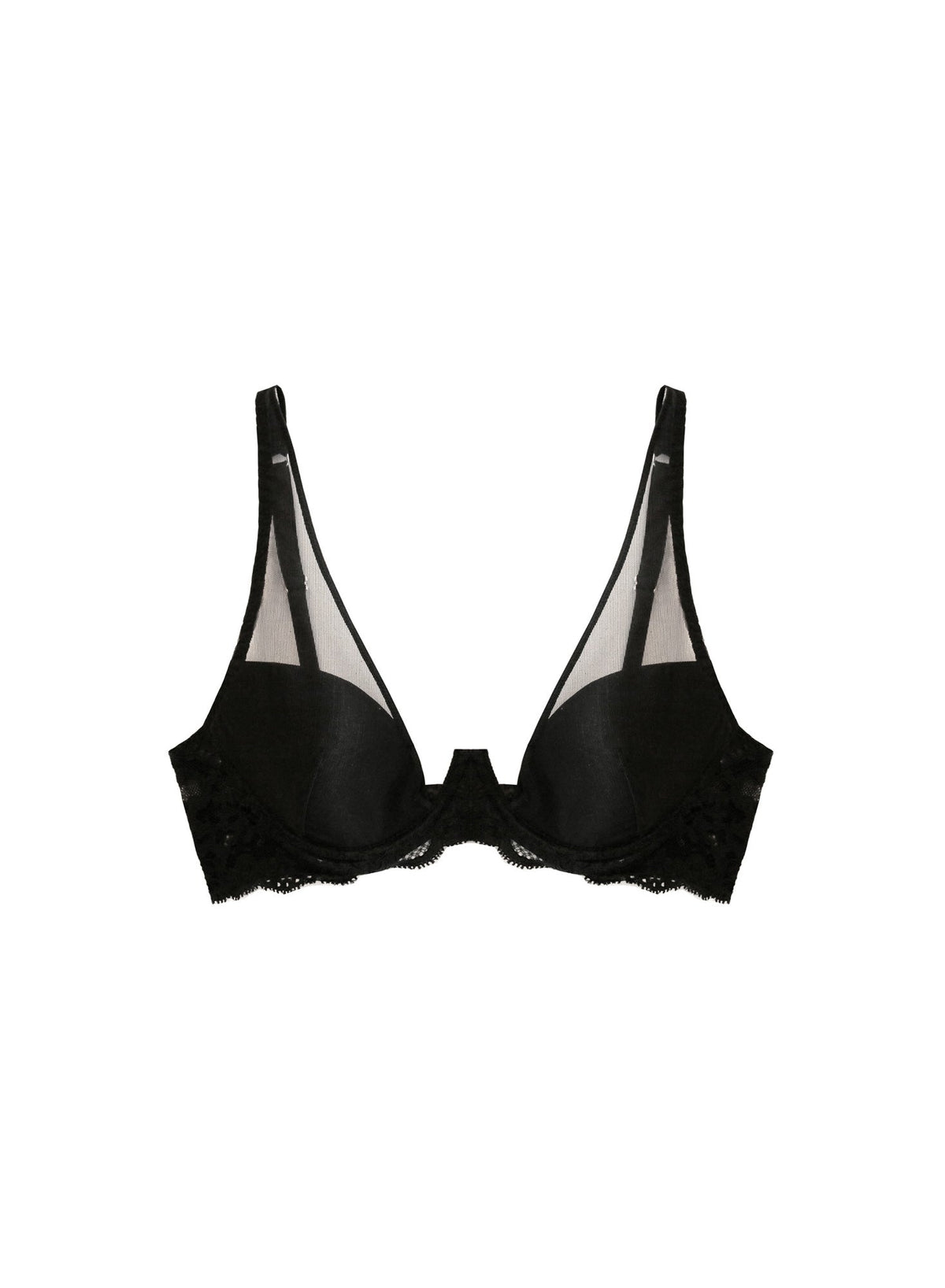 Black Charlotte Sheer Overlay Demi Bra - Fleur du Mal