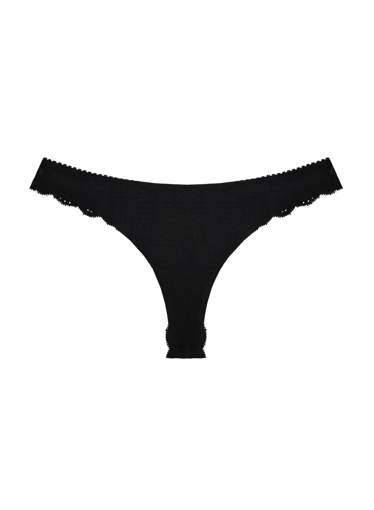 Black Charlotte Lace Seamless Thong - Fleur du Mal