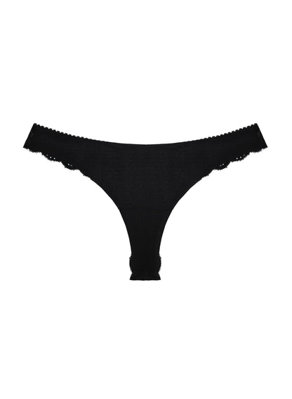 Black Charlotte Lace Seamless Thong - Fleur du Mal