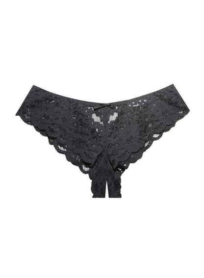 Black Charlotte Crotchless Panty - Fleur du Mal