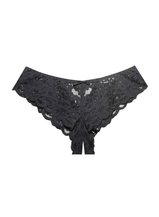 Black Charlotte Crotchless Panty - Fleur du Mal