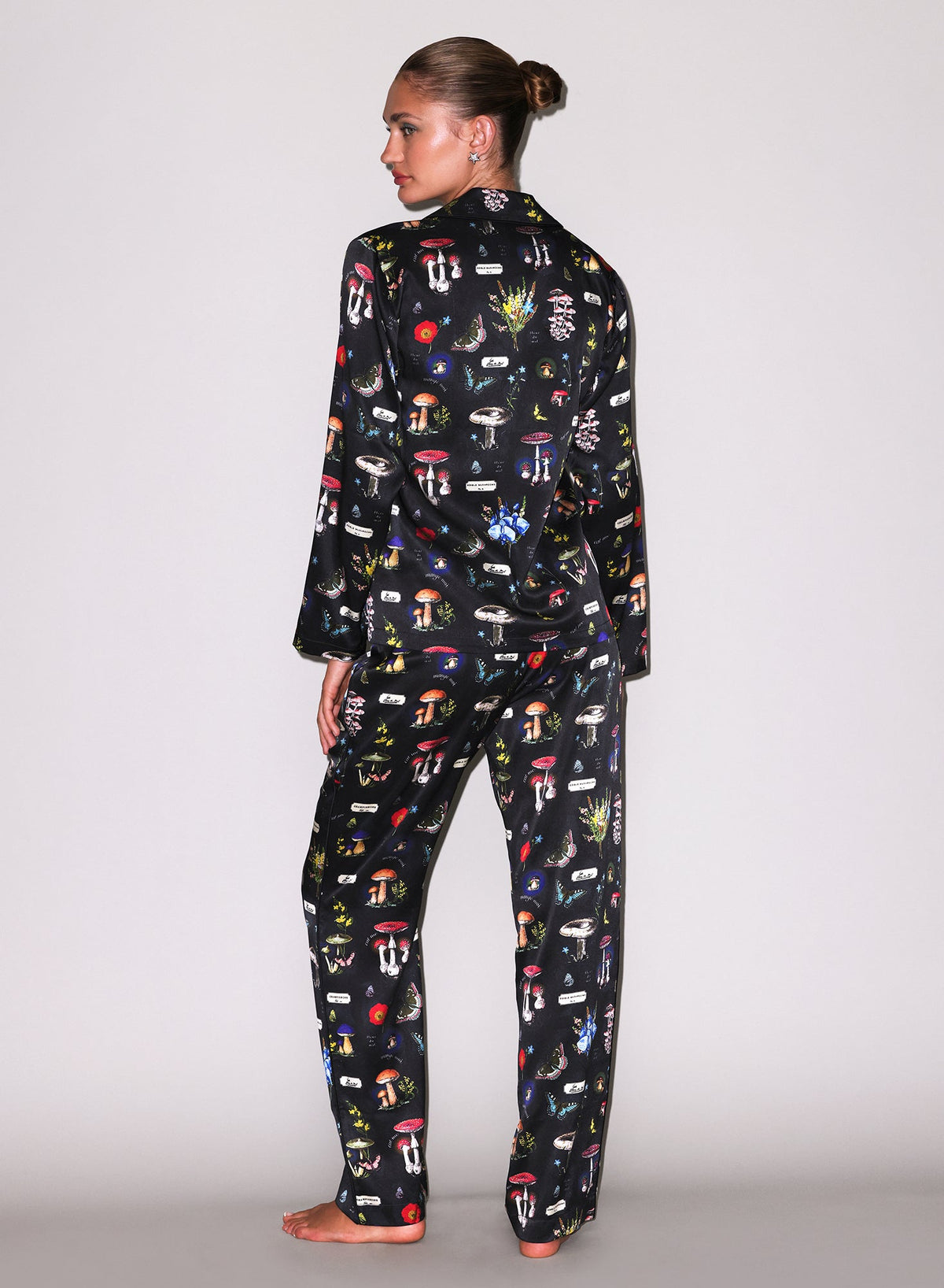 Black Magical Mushroom Print PJ Top - Fleur du Mal