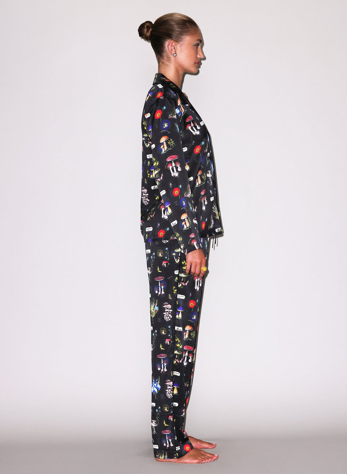 Black Magical Mushroom Print PJ Top - Fleur du Mal