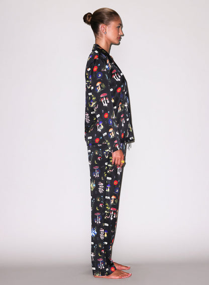 Black Magical Mushroom Print PJ Top - Fleur du Mal