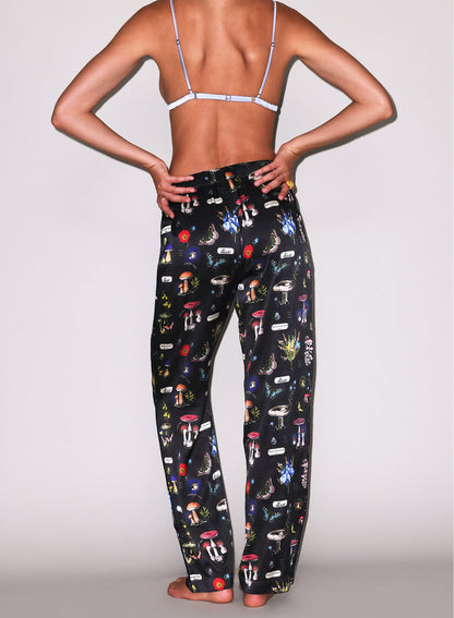 Black Magical Mushroom Print PJ Pant - Fleur du Mal