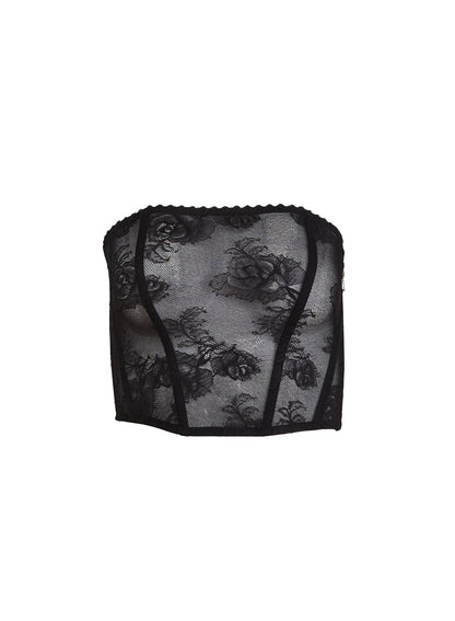 Black Bouquet Lace Corset Top - Fleur du Mal