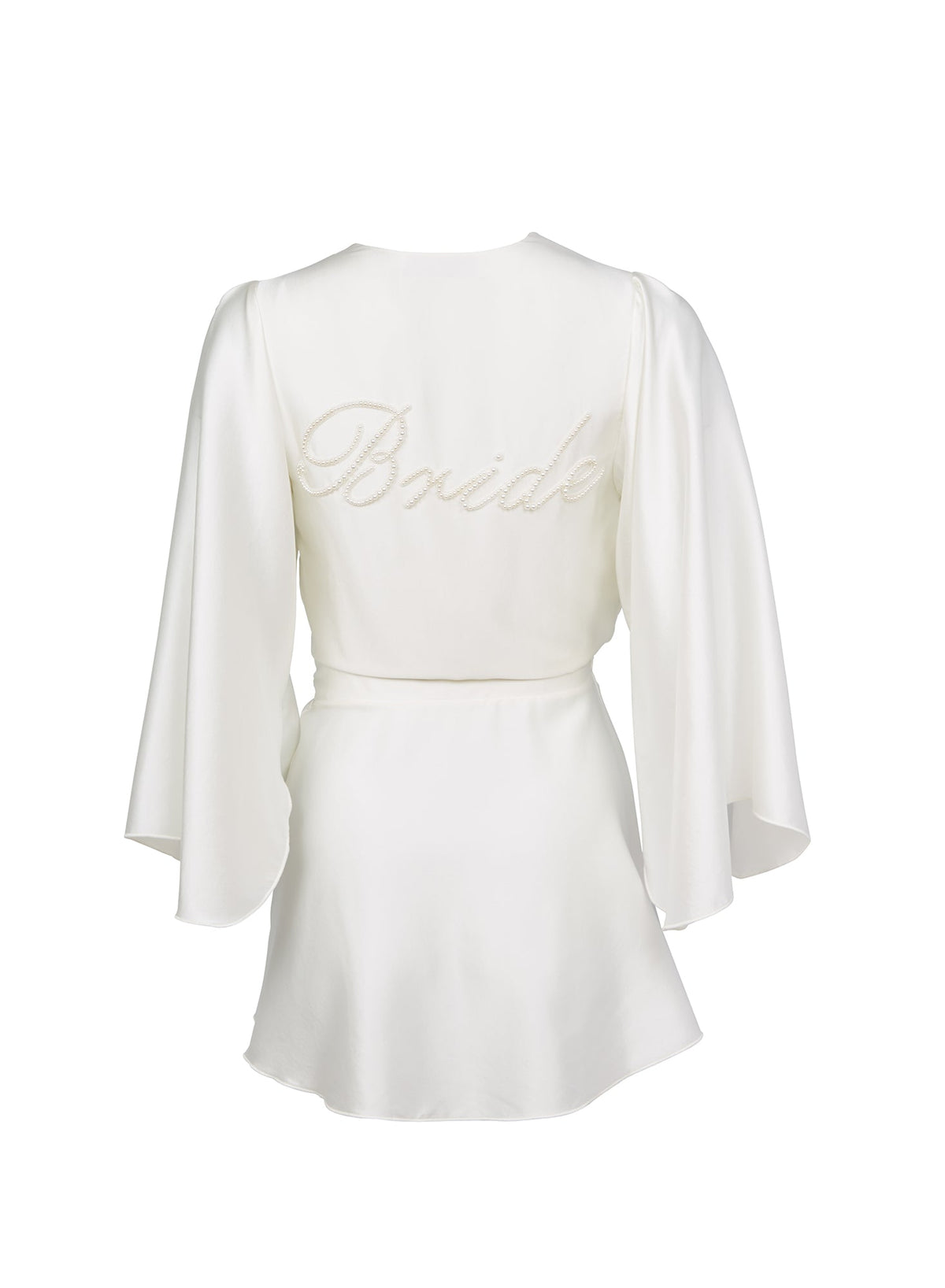 Ivory Bride Embroidered Angel Sleeve Robe - Fleur du Mal