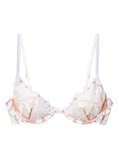 Ivory Lily Embroidery Plunge Demi Bra - Fleur du Mal