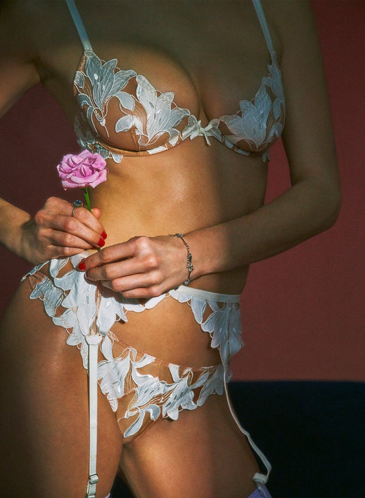 Ivory Lily Embroidery Hipster Thong - Fleur du Mal