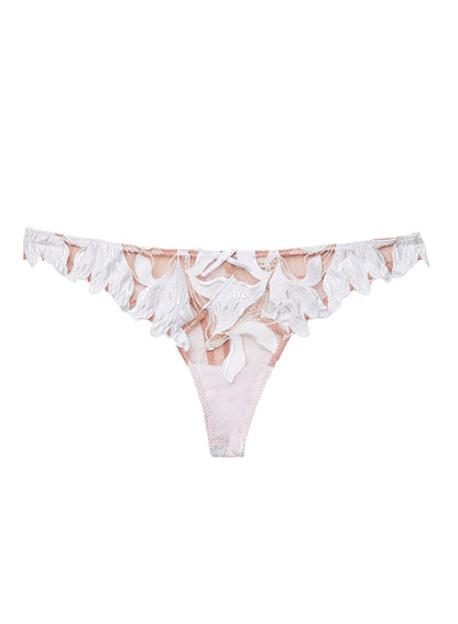Ivory Lily Embroidery Hipster Thong - Fleur du Mal