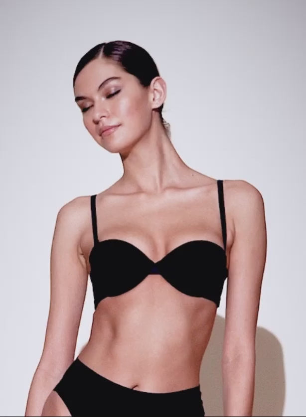 Black Le Stretch Micro Multi-Way Bra - Fleur du Mal