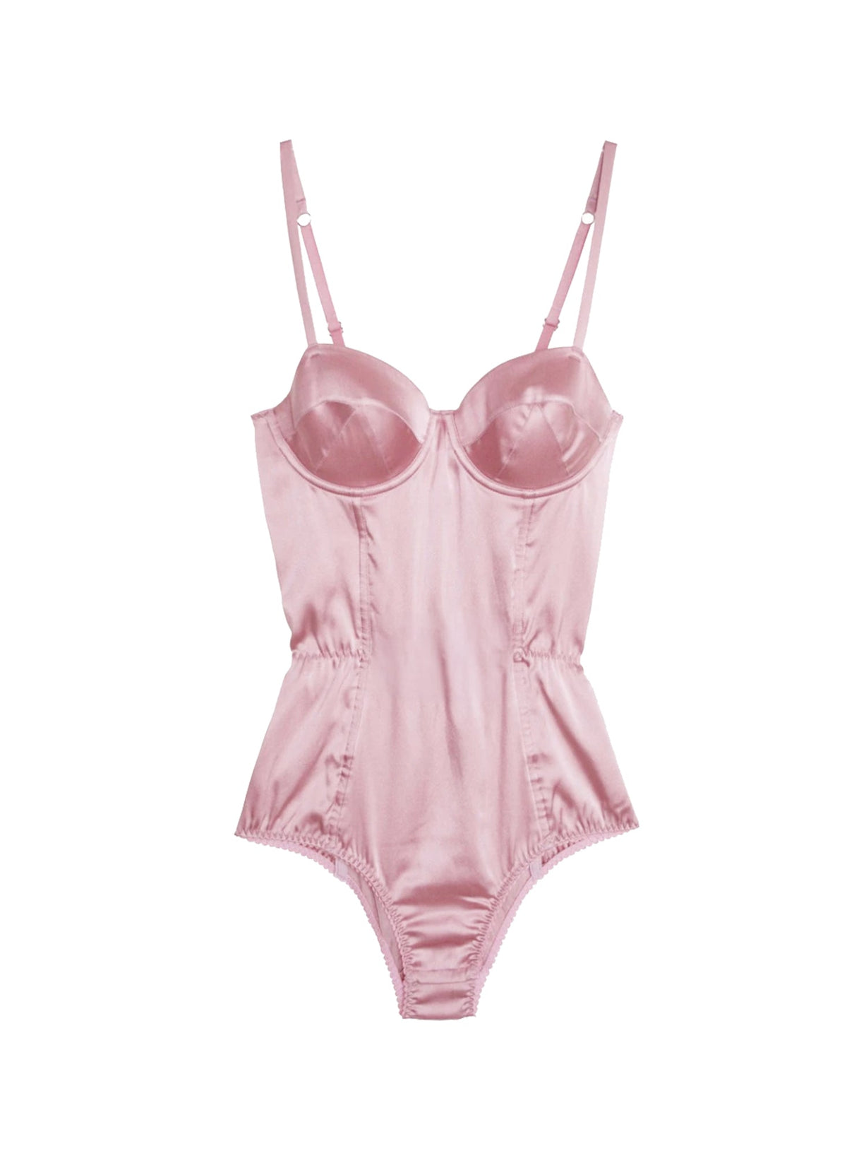 Rose Pink Satin Bullet Bodysuit - Fleur du Mal