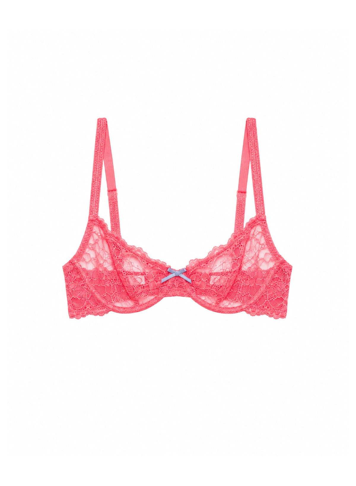 Neon Coral Bianca Lace Bra - Fleur du Mal