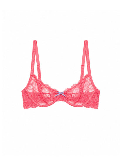 Neon Coral Bianca Lace Bra - Fleur du Mal