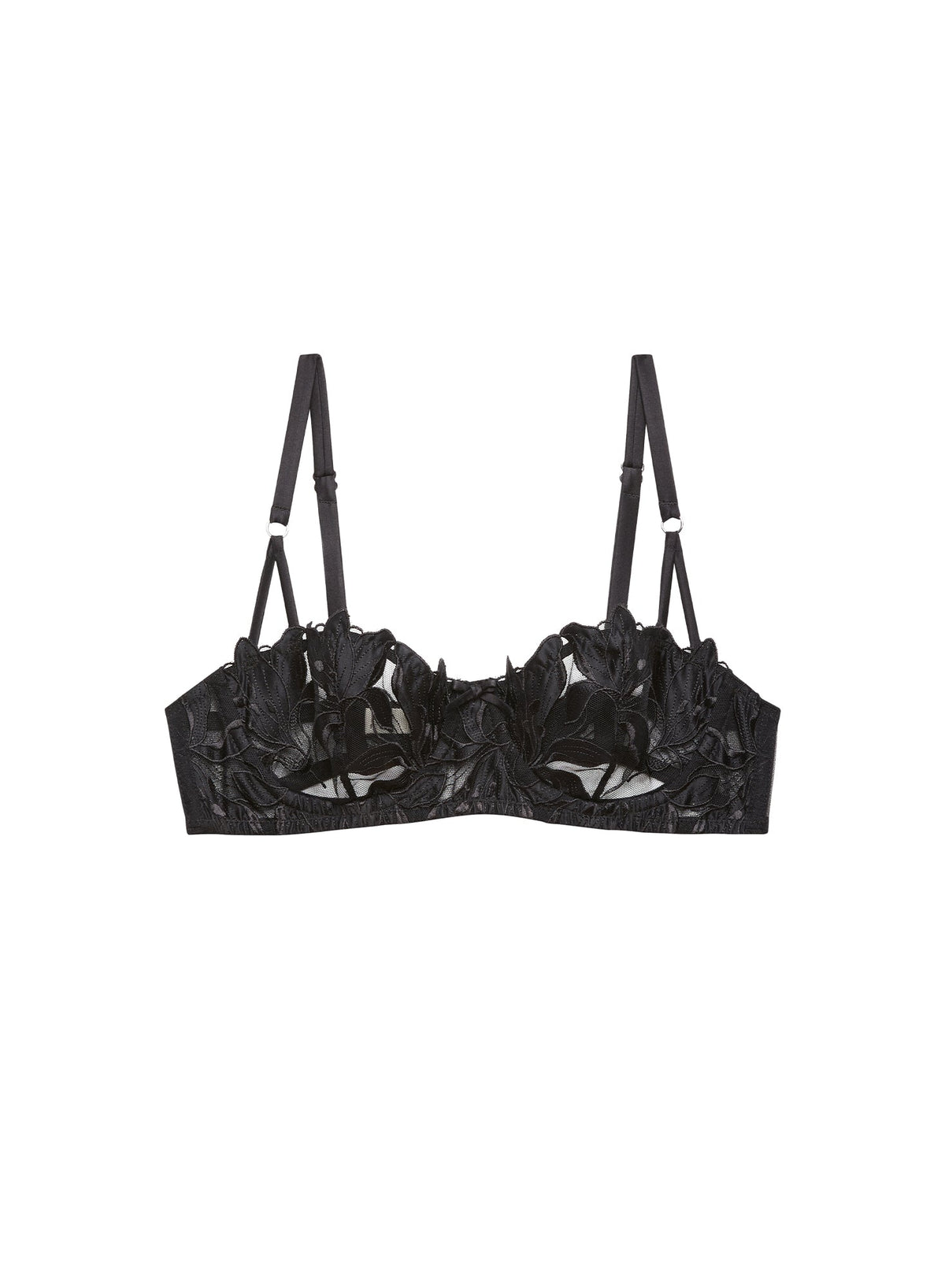 Black Lily Embroidery Balconette Bra - Fleur du Mal