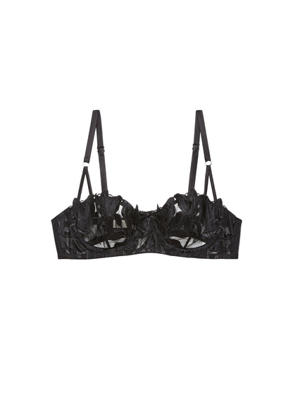 Black Lily Embroidery Balconette Bra - Fleur du Mal