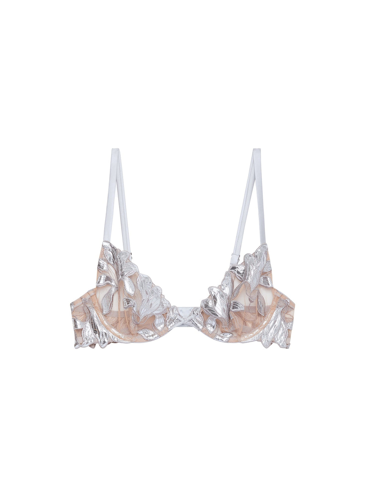 Platinum Lily Embroidery Plunge Demi Bra - Fleur du Mal