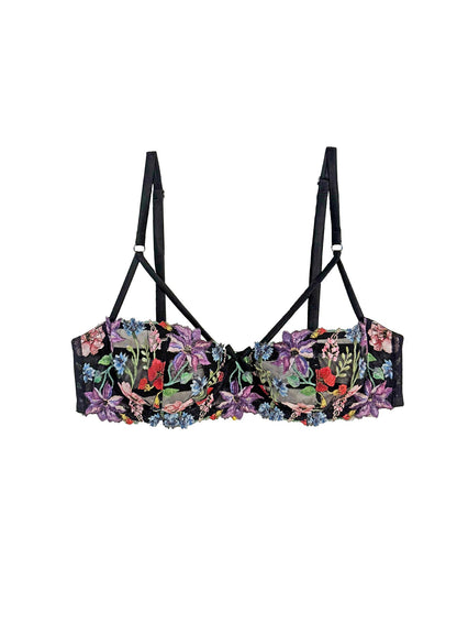 Black Wildfleur Balconette Bra - Fleur du Mal