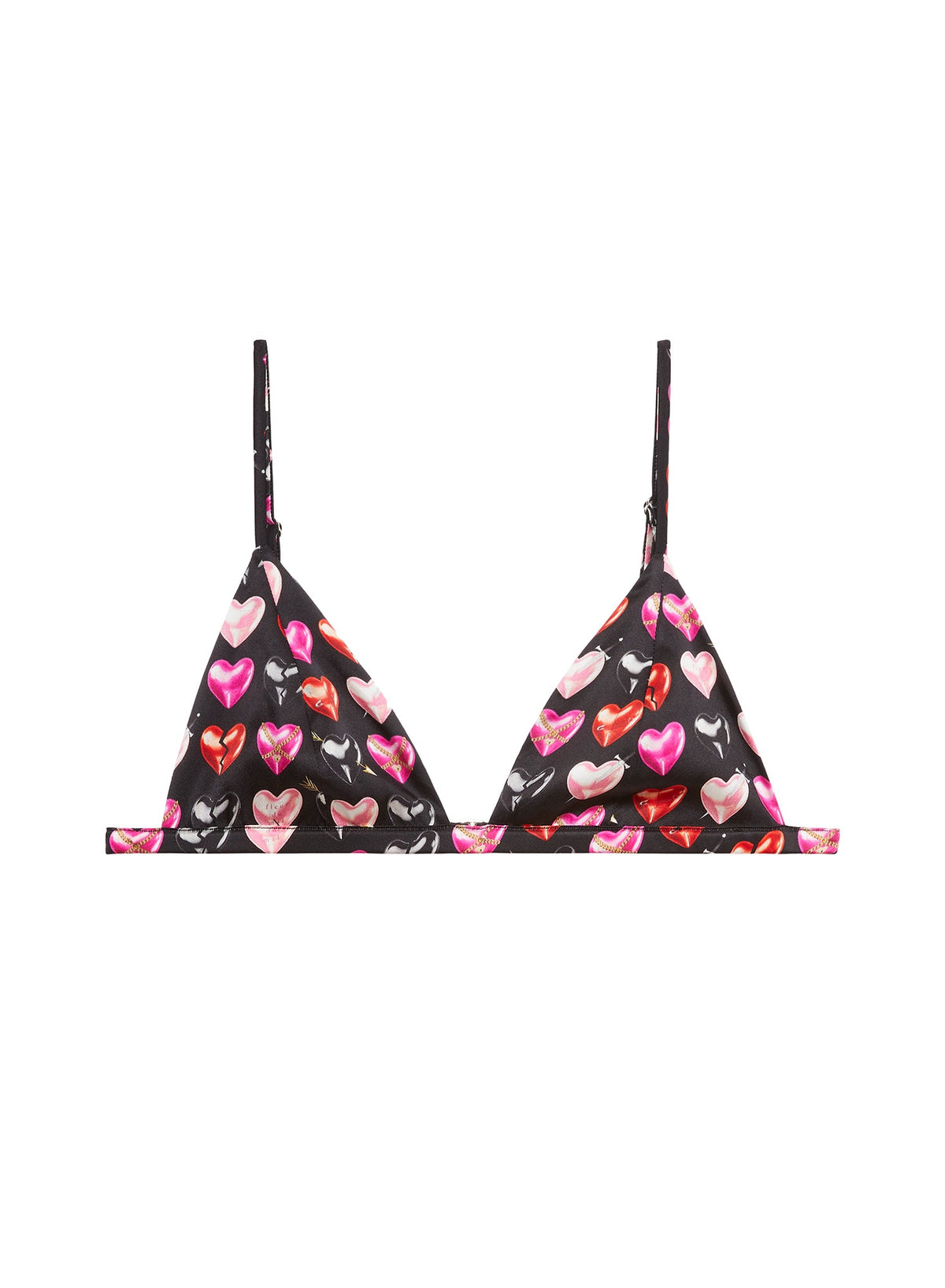 Black Heartbreaker Print Luxe Triangle Bra - Fleur du Mal