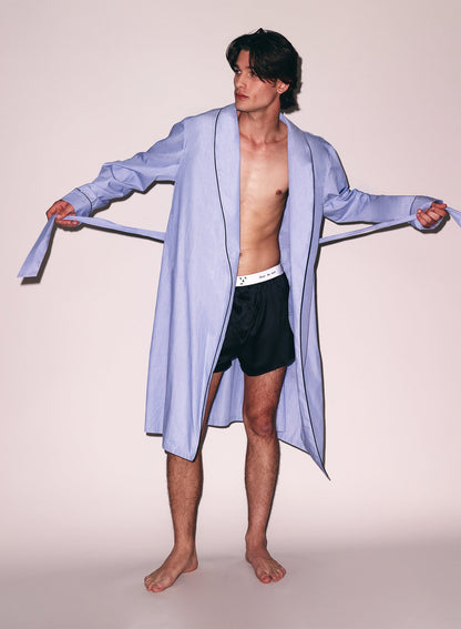 Pacific Blue Men's Poplin Robe - Fleur du Mal