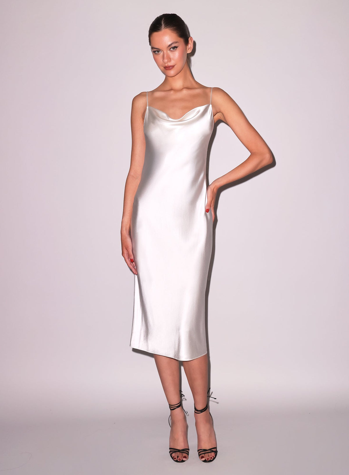 White Silk Cowl Slip Dress - Fleur du Mal