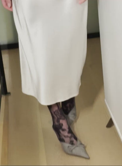 White Silk Cowl Slip Dress - Fleur du Mal