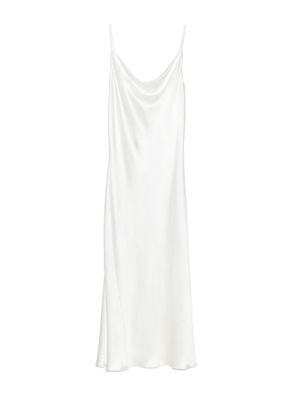 White Silk Cowl Slip Dress - Fleur du Mal